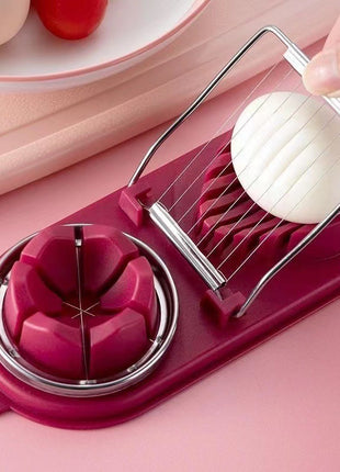 Versatile Stainless Steel Two-in-One Egg Slicer & Cutter for Kitchen Prep