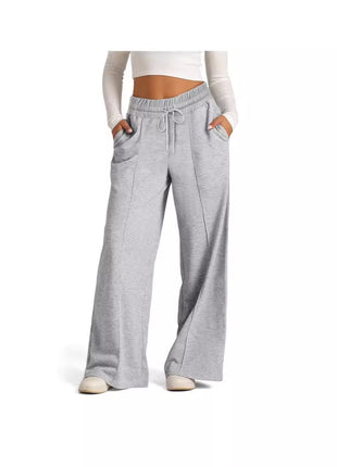Women's Loose Fit Wide-Leg Casual Trousers with Drawstring Waist