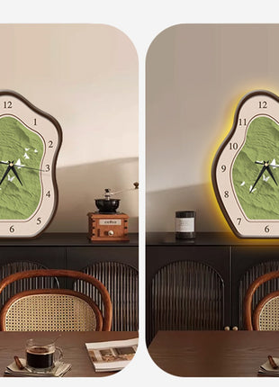 Vintage wooden style entryway cabinet, desktop clock, creative no-drill 1pc Vintage Modern Minimalist Green Wall Clock - Silent Non-Ticking Large Face with Black Hands