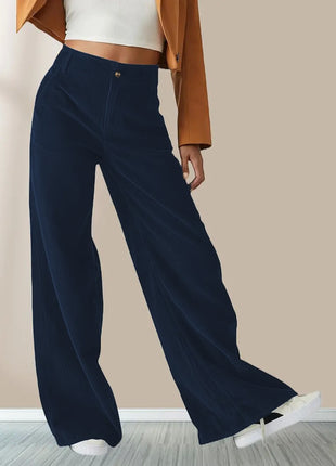Women's High-Waist Corduroy Straight-Leg Trousers for Casual Autumn Wear