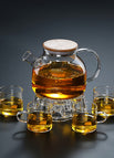 1L upgraded steel bamboo cover pot +4 straight Cup + base