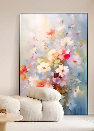 1pc Framed Canvas Wall Art - Modern Classic Floral Botanical Print with White Flowers & Pampas Grass, Neutral Beige & White Framed Decor for Living Room, Bedroom, Office, Dorm - Ready-to-Hang Home Decor Gift,