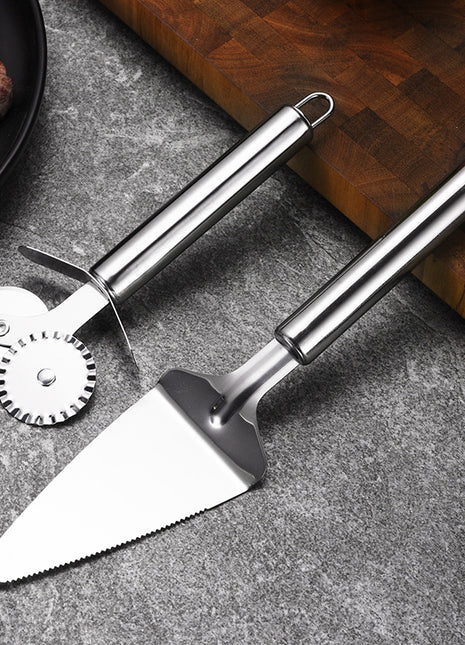 Stainless Steel Multi-tool: Pizza Cutter, Lace Roller, Cake Shovel for Baking