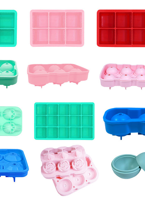 Versatile Silicone Ice Cube Molds - Easy Release Spherical & Square Trays for Beverages