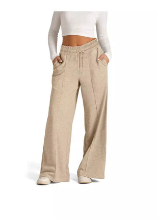 Women's Loose Fit Wide-Leg Casual Trousers with Drawstring Waist