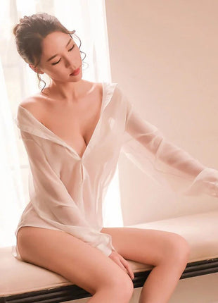 Flowy Sheer Chiffon Long Sleeve Cardigan - Versatile Sun Protection Blouse
