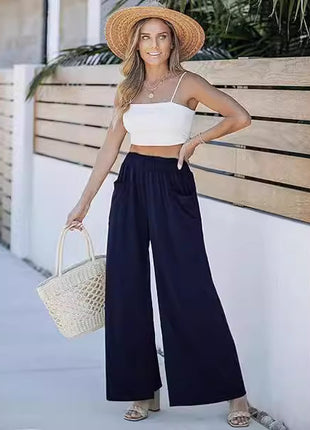 Women's High Waist Flared Trousers - Stretchy Comfort for City Style