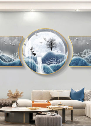 2D Flat, 3pcs 2D Flat New HD special-shaped rounded corner decorative painting, Mountain art prints, modern wall art prints, light luxury high-end modern decorative paintings