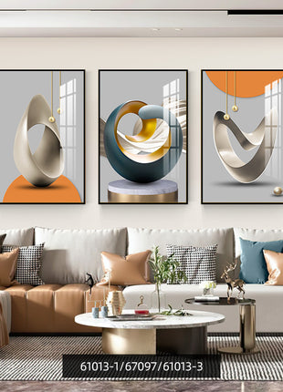 Modern minimalist living room decorative painting , canvas painting with border  With Frame SET OF 3 PERFECT MATCH