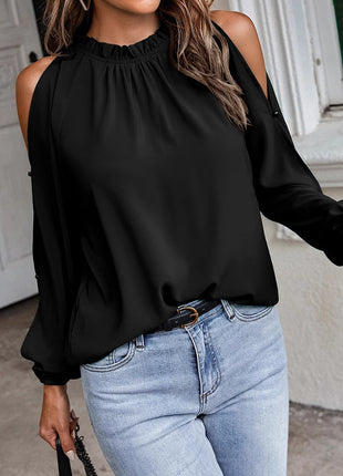 Fashionable High-Collar Long-Sleeve Demi-Season Top European City Style