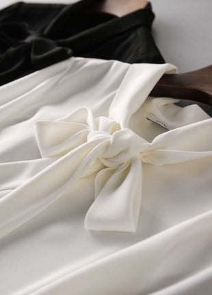 Elegant Chiffon Blouse Top with Scarf Collar & Bow Detail for Women