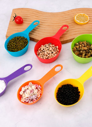 Vibrant Rainbow Plastic Measuring Spoons & Cups Set - 12 Piece Baking Kit