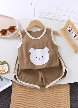 Sleeveless Cotton Summer Vest and Shorts Set for Kids