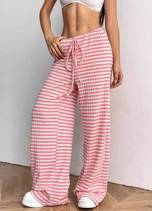 European Style Loose Straight Fit Women's Casual Drawstring Trousers