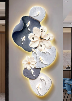 Modern minimalist nine-fish pattern living room clock, creative Clock