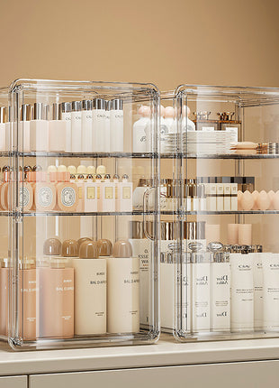 Perfume Storage Box Desktop Medicine Box Transparent Dustproof Tea Cup Holder Skin Care Product Dressing Table High Transparent Cosmetics Storage Rack