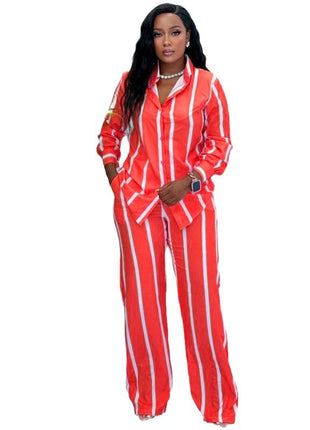 Chic European Style Women's Long-Sleeve Shirt & Trousers Set for Autumn