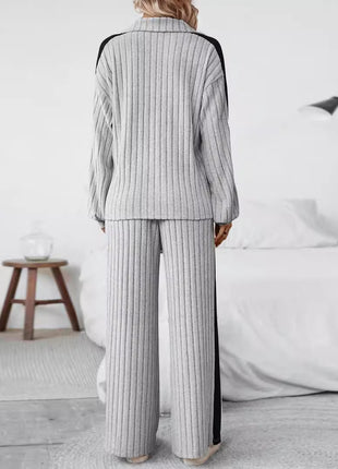 Sophisticated Plus Size Women's Autumn Casual Hoodie & Wide-Leg Pants Set