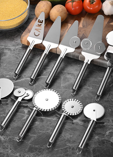 Premium Stainless Steel Multi-functional Pizza Cutter & Cake Shovel Baking Tool
