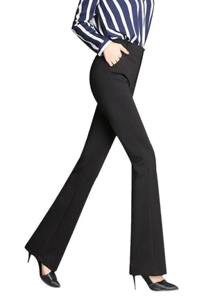 Elegant Women's Plus Size High-Waist Loose Flared Work Trousers
