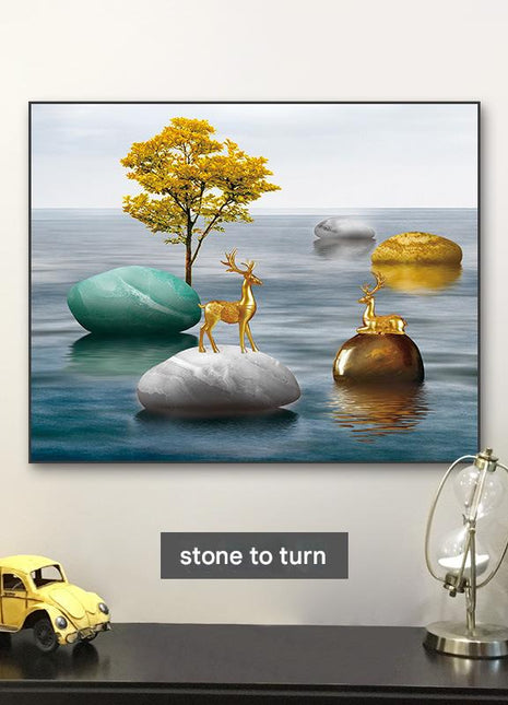Modern minimalist luxury decorative painting for electrical meter boxes, no-drill distribution box wall art, restaurant low-voltage box cover, switch box mural Decorative Painting Electric Meter Box Socket Cover - Black Double-Layered Border A