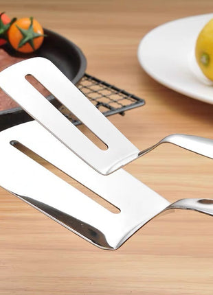 Stainless Steel 304 Frying Spatula Clip, Two-in-One Fish Steak BBQ Tong