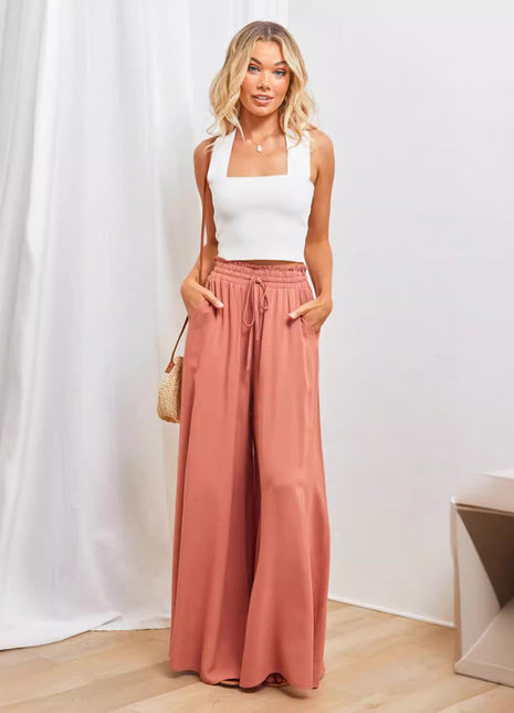 Effortless Chic Women's High Waist Loose Fit Wide Leg Casual Trousers