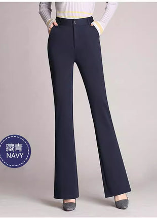 Elegant Women's Plus Size High-Waist Loose Flared Work Trousers