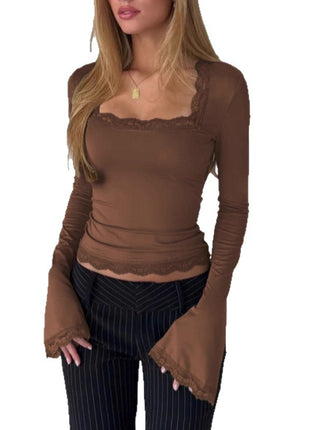 Sexy Long-Sleeve Lace Dress European Style Demi-Season Fashion Women's Apparel