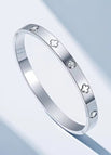 35-d-7 steel color four-leaf clover diamond bracelet