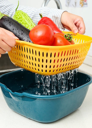Multifunctional Thickened Plastic Double-Layer Kitchen Drain Basket Set for Home Use