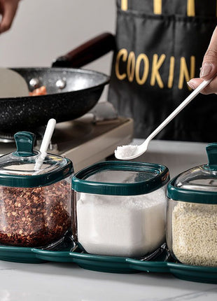 Elegant Kitchen Spice Jar Set with Tray for Seasoning