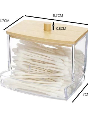 New Transparent Multi-Purpose Cotton Swabs with Bamboo Caps, Ps Portable Round and Long Combination Cotton Pads, Dormitory Storage Box