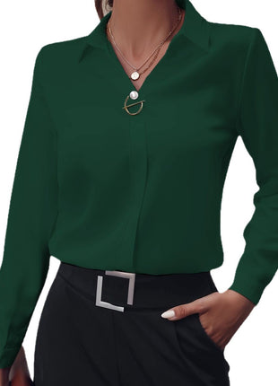 Versatile European Style Women's Long Sleeve Mid-Length Plus Size Blouse