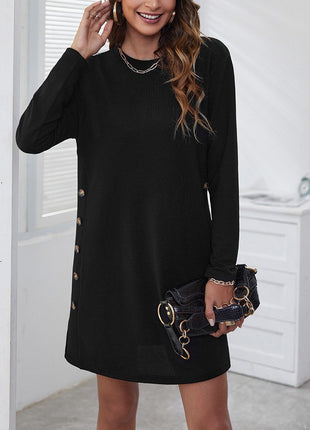 Stylish Solid Oversize Long Sleeve Mini Dress for Autumn Casual Wear