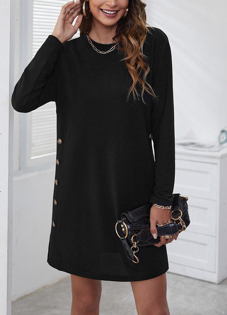 Stylish Solid Oversize Long Sleeve Mini Dress for Autumn Casual Wear