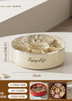 Cream-colored single-tier cake stand with rotating turntable (seven-compartment)