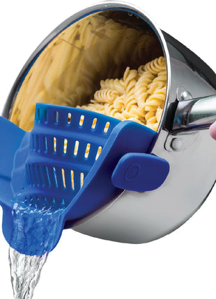 Flexible Silicone Clip-On Kitchen Strainer for Pasta, Vegetables & Fruits