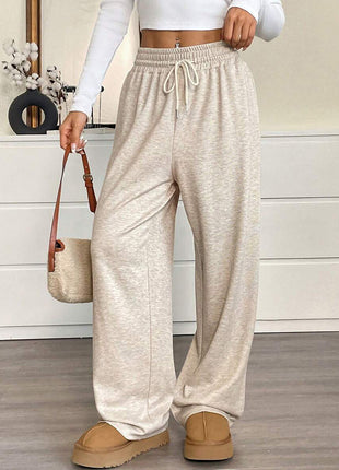 Women's Demi-Season Loose Fit Wide Leg Trousers with Pockets - European Style