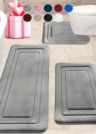 Herringbone Coral Velvet Floor Mat Thickened Absorbent Bathroom Floor Mat Toilet Three-Piece Combination Anti-Slip Mat Cross-Border Export