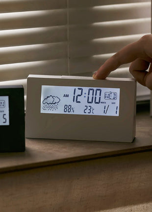 Smart LED Digital Desktop Clock with Silent Alarm, Weather Display & Calendar