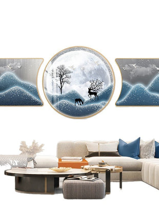 2D Flat, 3pcs 2D Flat New HD special-shaped rounded corner decorative painting, Mountain art prints, modern wall art prints, light luxury high-end modern decorative paintings, geometric wall art, simple wall art poster
