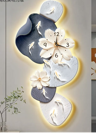 Modern minimalist nine-fish pattern living room clock, creative Clock