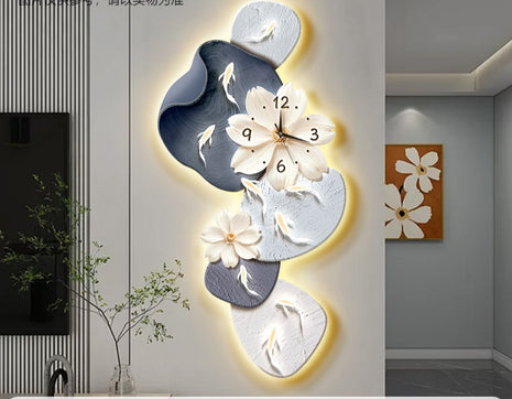 Modern minimalist nine-fish pattern living room clock, creative Clock