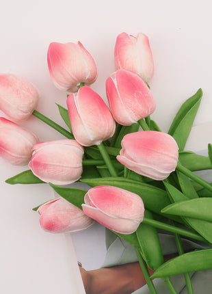 Lifelike PU Mini Tulip Artificial Flowers for Home Decor & Photography Props