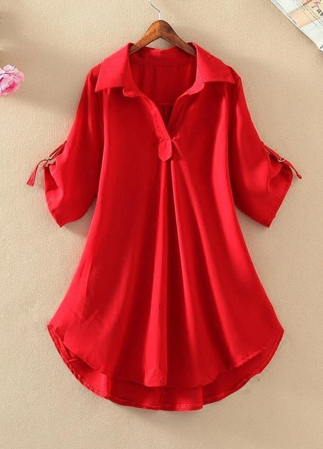 Women's 2025 Summer Loose Short-Sleeve Lapel Shirt with Slimming Waist