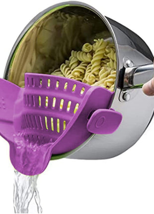 Flexible Silicone Clip-On Kitchen Strainer for Pasta, Vegetables & Fruits
