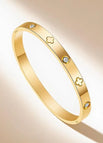 35-d-8 gold four-leaf clover diamond bracelet