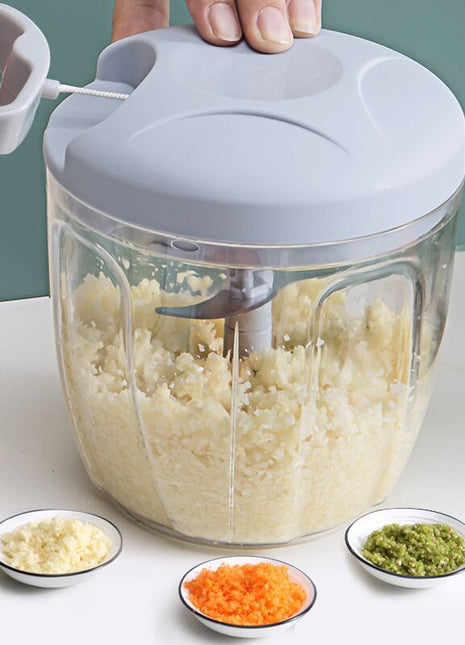 Multi-functional Manual Food Processor: Vegetable Cutter, Meat Grinder & Garlic Chopper