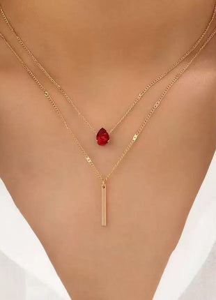 Fashionable European Style Double Layer Tassel Waterdrop Pendant Necklace Set
